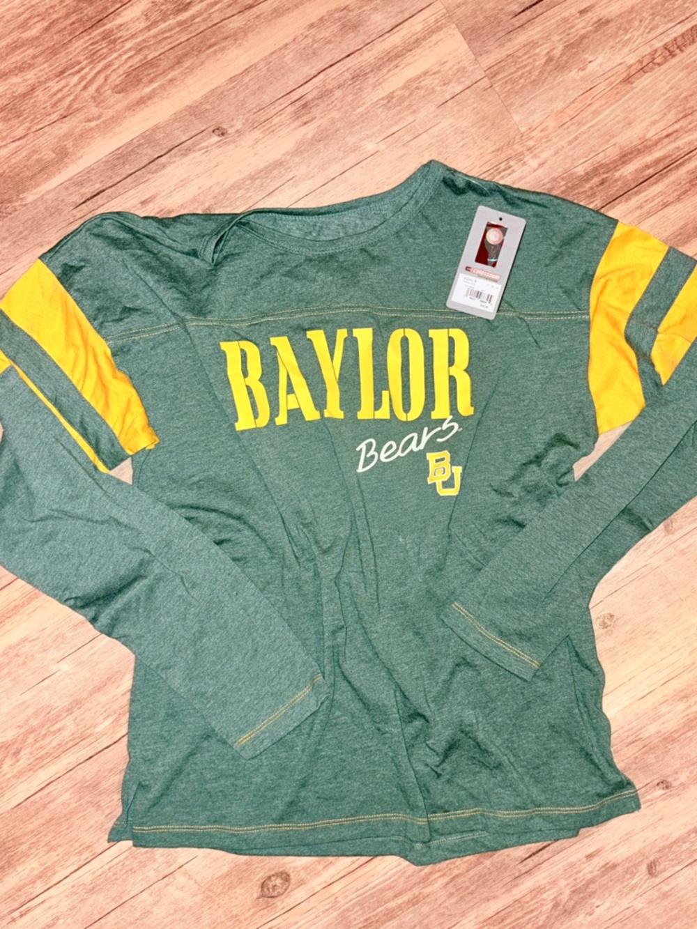 Baylor Bears Green and Yellow Long Sleeve Jersey tshirt